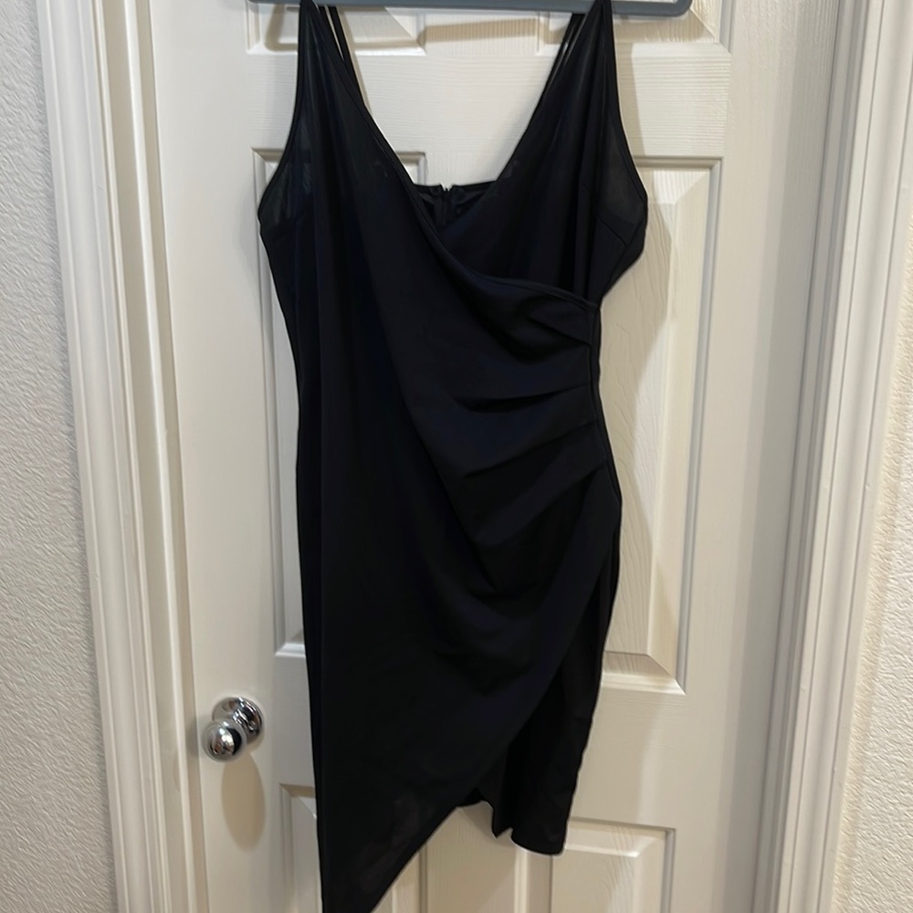 Plus size Ruched front wrap spaghetti strap dress - Picture 1 of 7